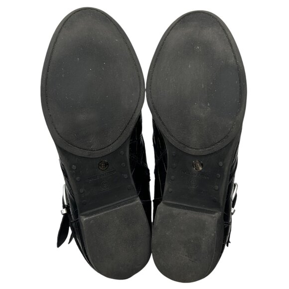 a.n.a. Afra Motorcycle Black Faux Croc Embossed Grunge Biker Ankle Boots (9M) - Picture 11 of 15